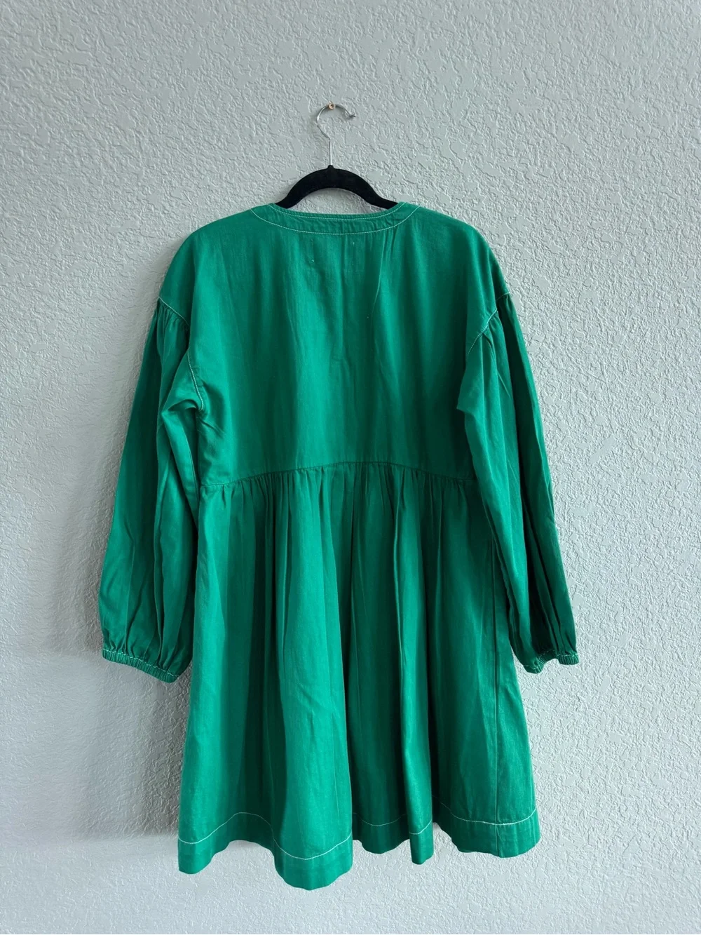 Anthropologie Emerald Green Long Sleeve Peasant Dress - Picture 2 of 2